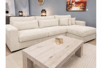 Terheijden 2 Zits + Longchair in creme – kleurimpressie