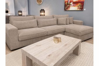 Terheijden 2 Zits + Longchair in taupe – kleurimpressie