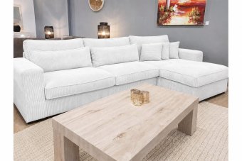 Terheijden 2 Zits + Longchair in wit – kleurimpressie