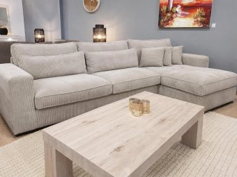 Bank Terheijden · 2 Zits + Longchair (Vaste Hoes) 254cm