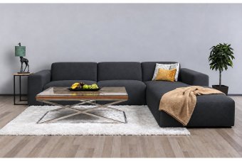 Veenendaal 2 Zits + Longchair in antraciet – kleurimpressie
