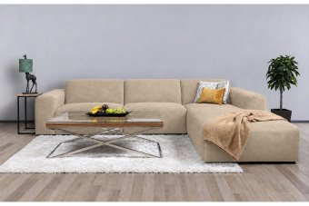 Veenendaal 2 Zits + Longchair in beige – kleurimpressie