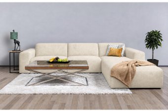 Veenendaal 2 Zits + Longchair in creme – kleurimpressie