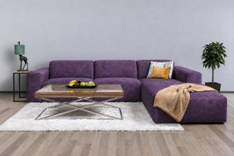 Veenendaal 2 Zits + Longchair in paars – kleurimpressie