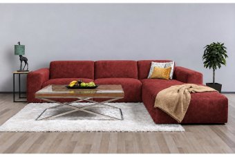 Veenendaal 2 Zits + Longchair in rood – kleurimpressie