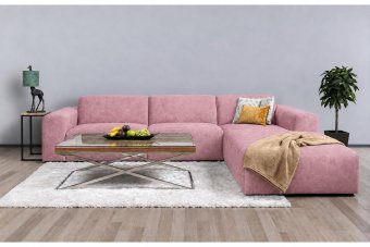 Veenendaal 2 Zits + Longchair in roze – kleurimpressie