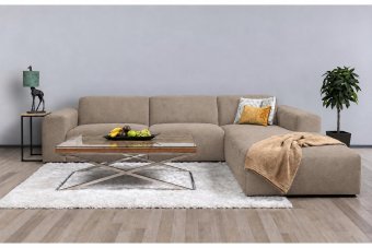 Veenendaal 2 Zits + Longchair in taupe – kleurimpressie