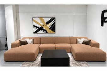 Veenendaal Longchair + 2 Zits + Longchair in cognac – kleurimpressie