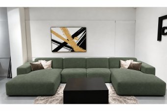 Veenendaal Longchair + 2 Zits + Longchair in groen – kleurimpressie