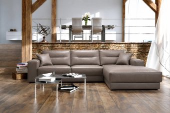 Venray Longchair in leer – materiaalimpressie