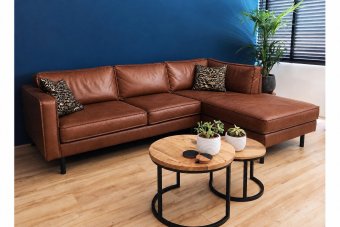 Westervoort Longchair in leer – materiaalimpressie