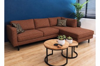 Westervoort Longchair in teddystof – materiaalimpressie