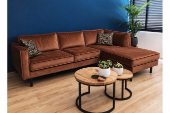 Westervoort Longchair in velvetstof – materiaalimpressie