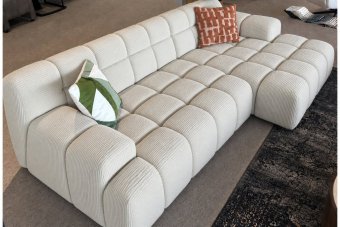 Zuidlaren 2 Zits Diep + Longchair  Diep in ribstof – materiaalimpressie