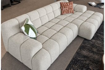 Zuidlaren 2 Zits Diep + Longchair  Diep in teddystof – materiaalimpressie