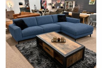 Zwolle 2 Zits + Longchair in blauw – kleurimpressie