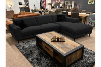 Zwolle 2 Zits + Longchair in zwart – kleurimpressie