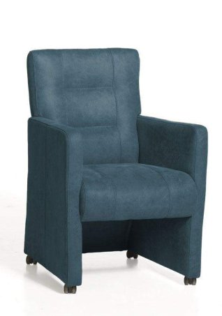 Eetkamerstoel Donna met wieltjes – blauw eetkamerstoel