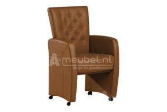 Eetkamerstoel Carina – cognac eetkamerstoel met armleuning