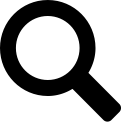 Vergrootglas icoon in zwart